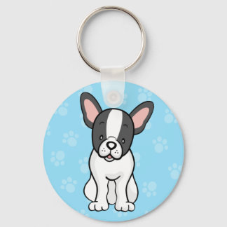 Cute Tecknad hund Fransk Bulldog Keychain Nyckelring