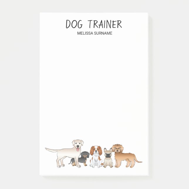 Cute Tecknad hund Illustration - Hund Trainer Post-it Block (Framsida)