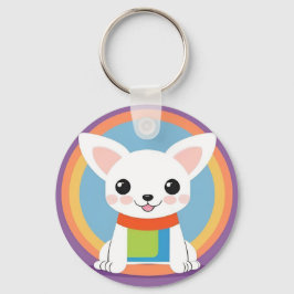 Cute Tecknad hund Illustration Nyckelring