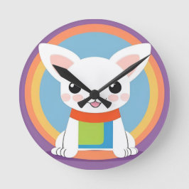 Cute Tecknad hund Illustration Rund Klocka