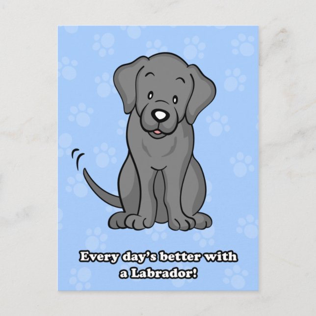 Cute Tecknad hund Labrador-vykort Vykort (Framsida)