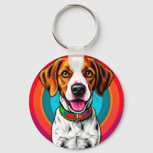 Cute Tecknad hund med Collar Nyckelring