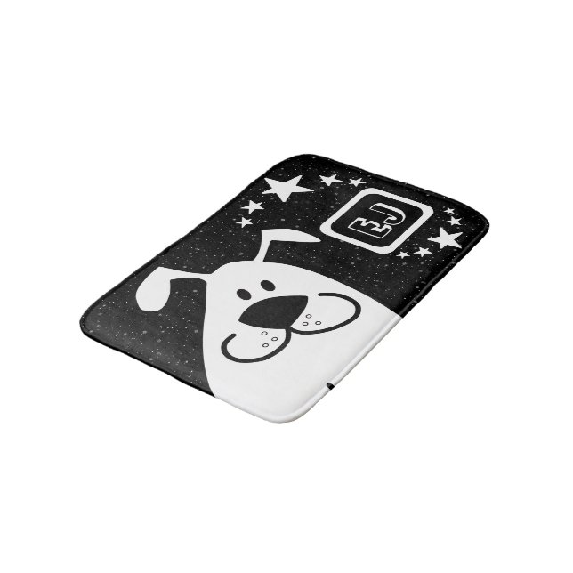 Cute Tecknad hund Monogram Badrumsmatta (Vinklad)