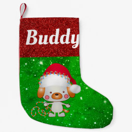 Cute Tecknad hund Pet Namn Liten Julstrumpa