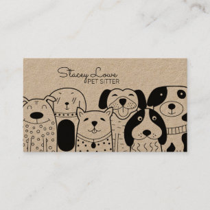 Cute Tecknad hund Pet Sitter   Dog Walker Business Visitkort