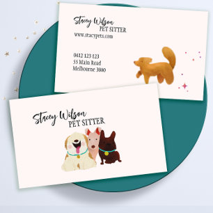 Cute Tecknad hund Pet Sitter Dog Walker Visitkort