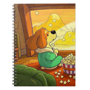 Cute tecknad hund popcorn och film anteckningsbok