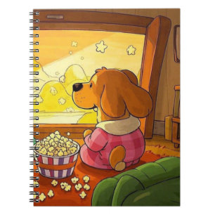 Cute tecknad hund popcorn och film anteckningsbok