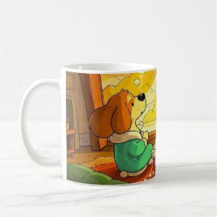 Cute tecknad hund popcorn och film kaffemugg