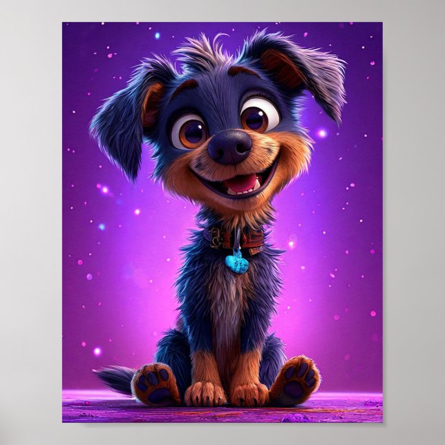 Cute Tecknad hund Poster (Framsidan)