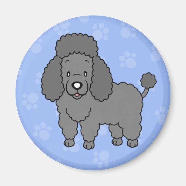 Cute Tecknad hund Pudel Magnet (Framsidan)