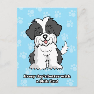 Cute Tecknad hund Shih Tzu-vykort Vykort