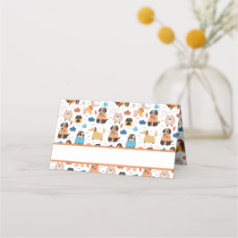 Cute Tecknad hund Theme Födelsedagsfest Placeringskort