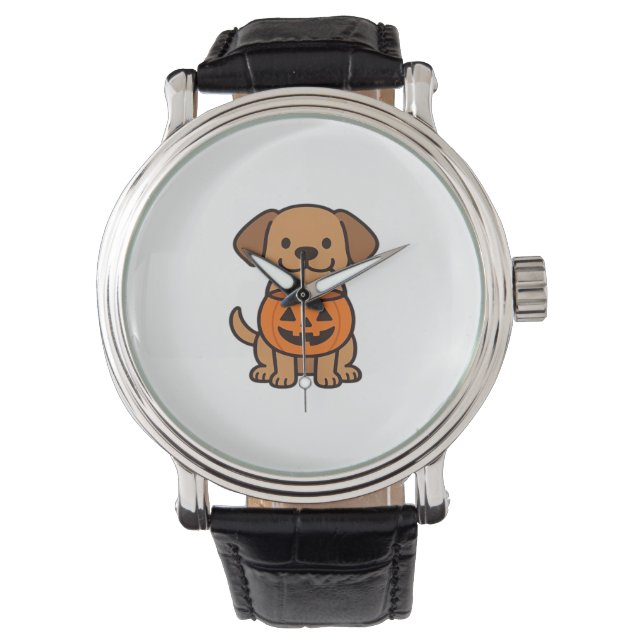 Cute Tecknad hund Trick eller Treating Classic T-S Armbandsur (Framsida)