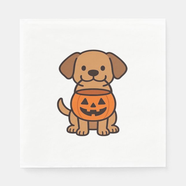 Cute Tecknad hund Trick eller Treating Classic T-S Pappersservett (Framsidan)