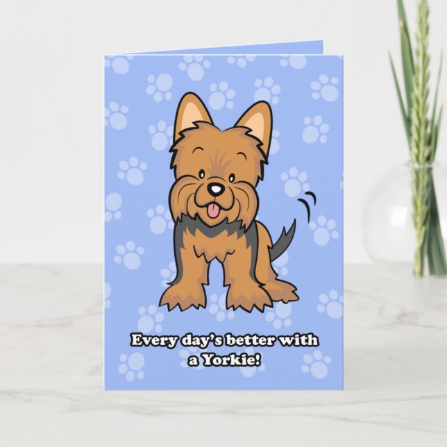 Cute Tecknad hund Yorkie Greeting Card Kort (Framsida)
