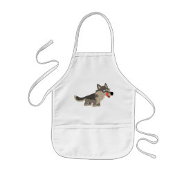 Cute Tecknad Hungrig Varg Barn som kokar Apron Barnförkläde