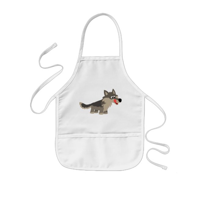 Cute Tecknad Hungrig Varg Barn som kokar Apron Barnförkläde (Framsidan)