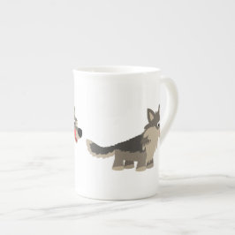 Cute Tecknad Hungrig Varg Bone China Mugg Benporslin Mugg