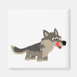 Cute Tecknad Hungrig Varg Magnet