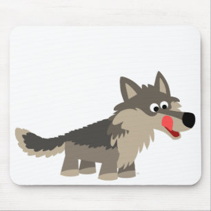 Cute Tecknad Hungrig Varg Mousepad Musmatta