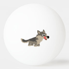 Cute Tecknad Hungrig Varg Ping Pong Boll