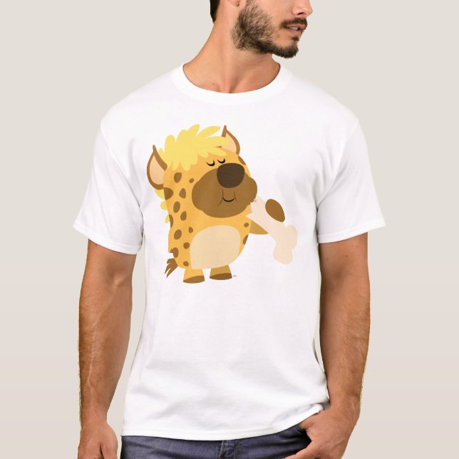 Cute Tecknad Hyena Crushing a Bone Kids T-Shirt (Framsida)