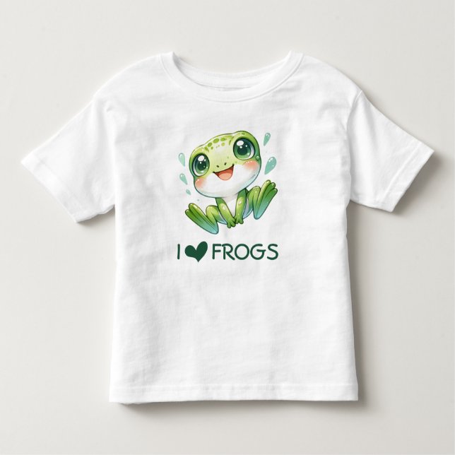 Cute Tecknad I Kärlek Frogs T Shirt (Framsida)