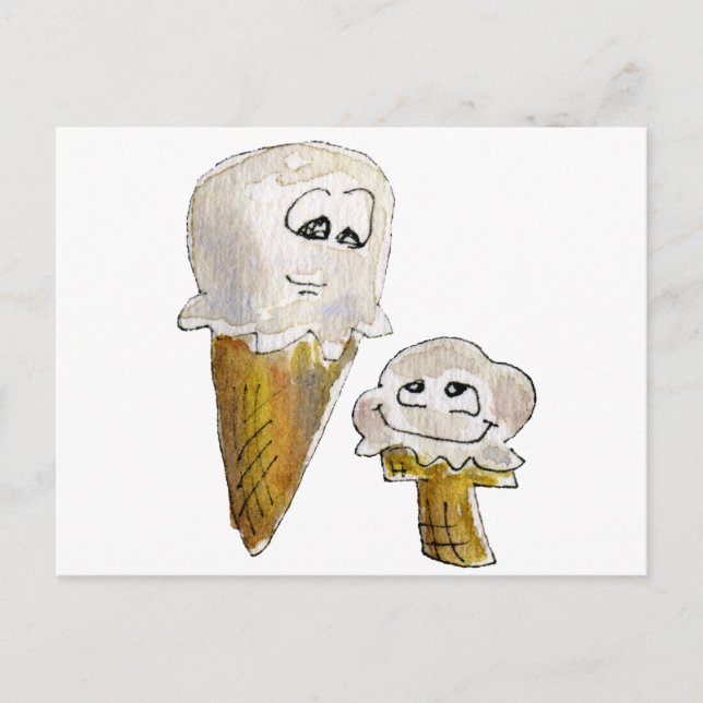 Cute Tecknad Ice Cream Conces Vykort (Framsida)