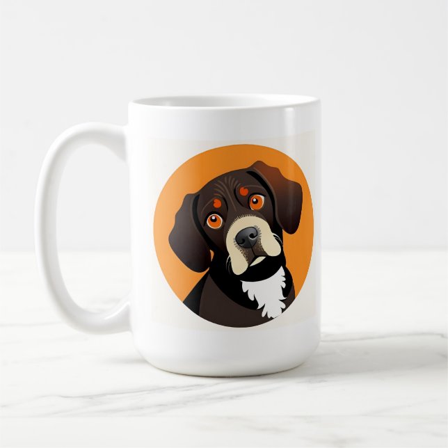 Cute Tecknad Illustration of a Puppy Kaffemugg (Vänster)