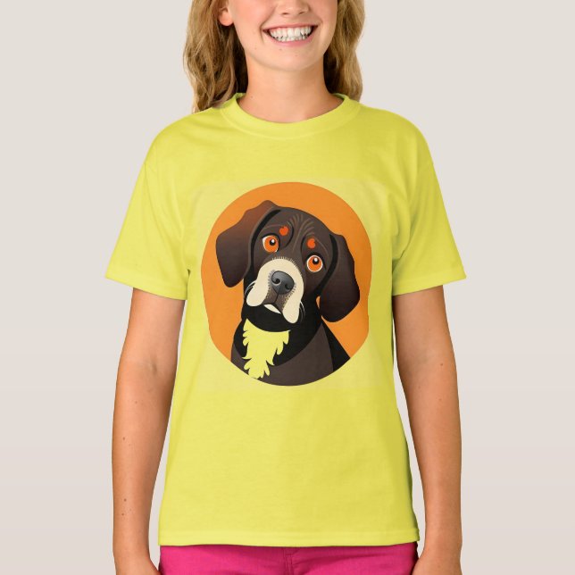 Cute Tecknad Illustration of a Puppy T Shirt (Framsida)