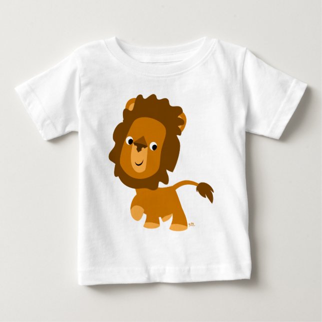 Cute Tecknad Innehåll Lejon Baby T-shirt (Framsida)