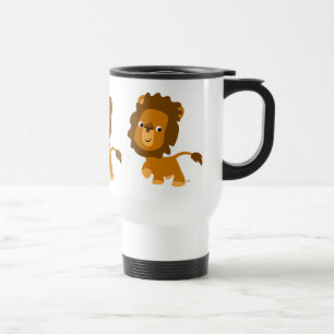 Cute Tecknad Innehåll Lejon Commuter Mugg