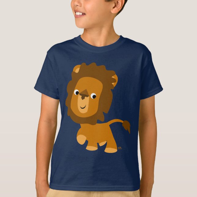 Cute Tecknad Innehåll Lejona Barn T-shirt (Framsida)
