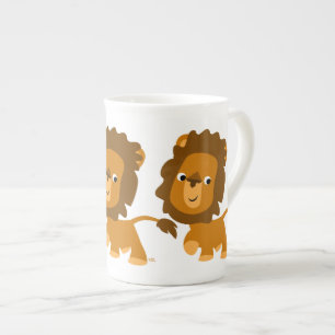 Cute Tecknad Innehåll Lejona benet China Mugg Benporslin Mugg