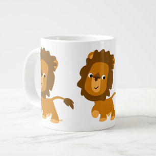 Cute Tecknad Innehåll Lejona jumbo Mugg