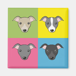 Cute tecknad Italienska greyhounds colorent pop ar Magnet