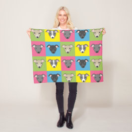 Cute tecknad Italienska greyhounds pop art mönster Fleecefilt