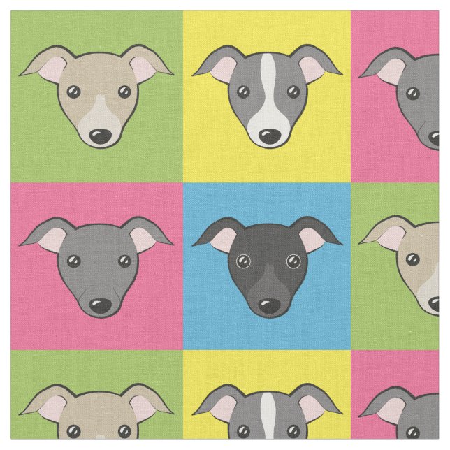 Cute tecknad Italienska greyhounds pop art mönster Tyg (Närbild)