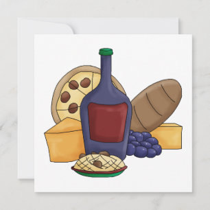 Cute Tecknad Italy Food Pasta Bread Vin Cheese