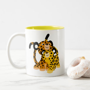 Cute Tecknad Jaguars i Kärlek Mugg