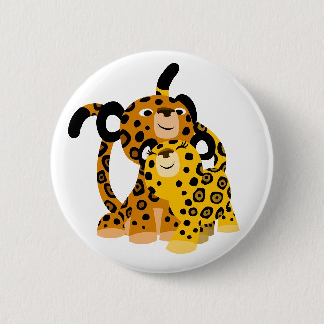 Cute Tecknad Jaguars in Kärlek Button Badge Knapp (Framsida)