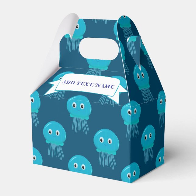 Cute Tecknad Jellyfish Mönster i Blå oceanen Presentaskar (Framsidan Sidan)