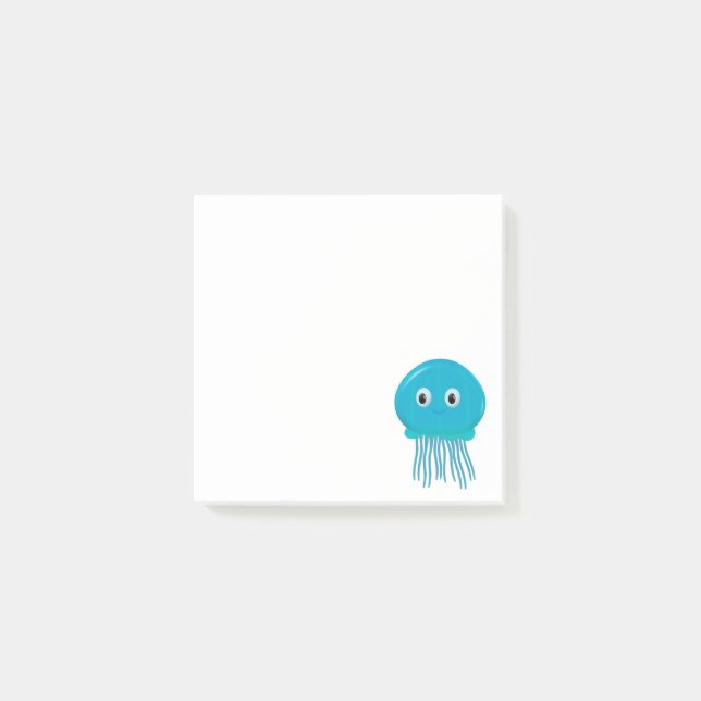Cute Tecknad Jellyfish Post-it Block (Framsida)