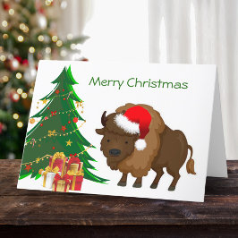 Cute Tecknad - Julbuffalo Helgkort
