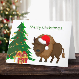 Cute Tecknad - Julbuffalo Helgkort