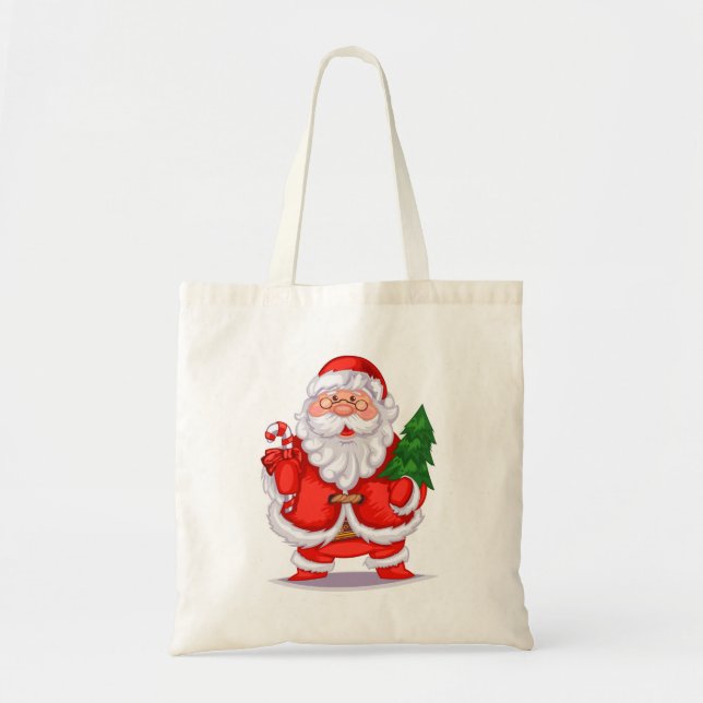 Cute Tecknad Jultomten Tygkasse (Framsidan)