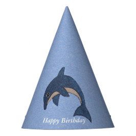 Cute Tecknad Jumping Birthday Blue White Dolphin
