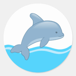 Cute Tecknad Jumping Dolphin Runt Klistermärke