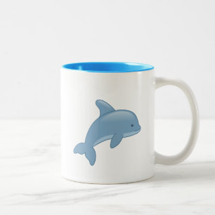 Cute Tecknad Jumping Dolphin Två-Tonad Mugg